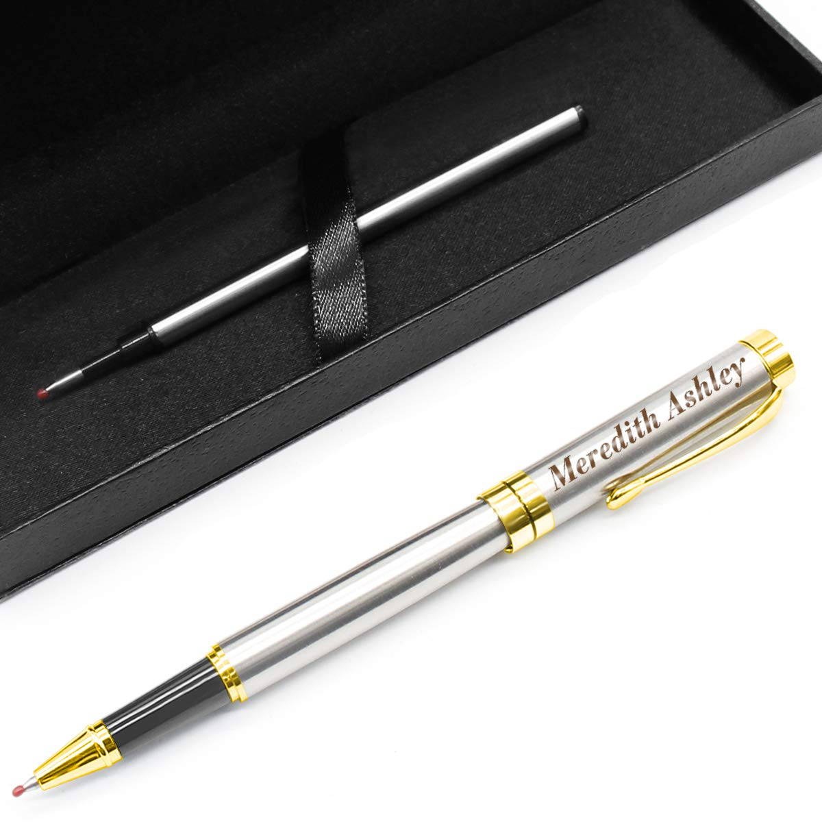 Aolun Engraved Pen Personalised,Personalised Pen with Your Name Or Message,Refillable Medium Refill,Personalised Gifts for Men or Women(Black Ink)