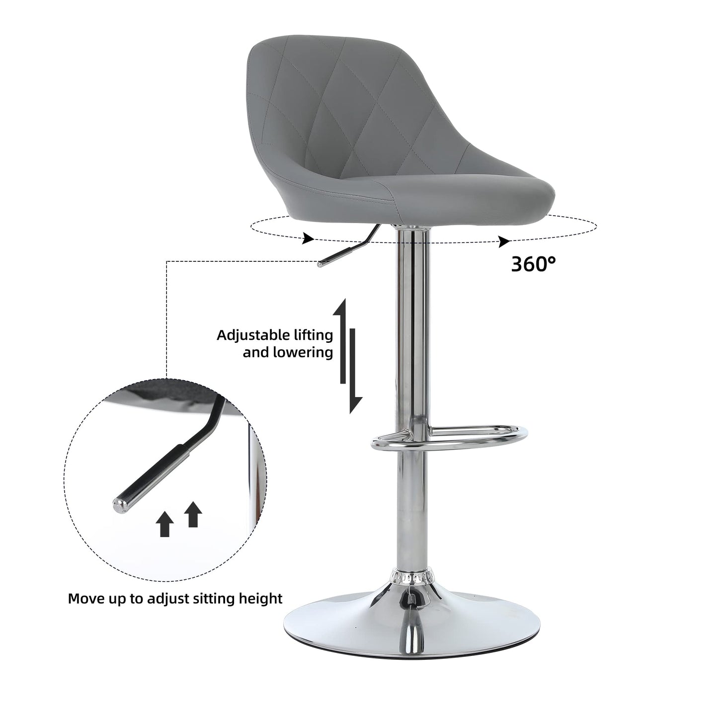 - Millhouse Modern Bar Stools Set | Leatherette Exterior | Adjustable Swivel Gas Lift -