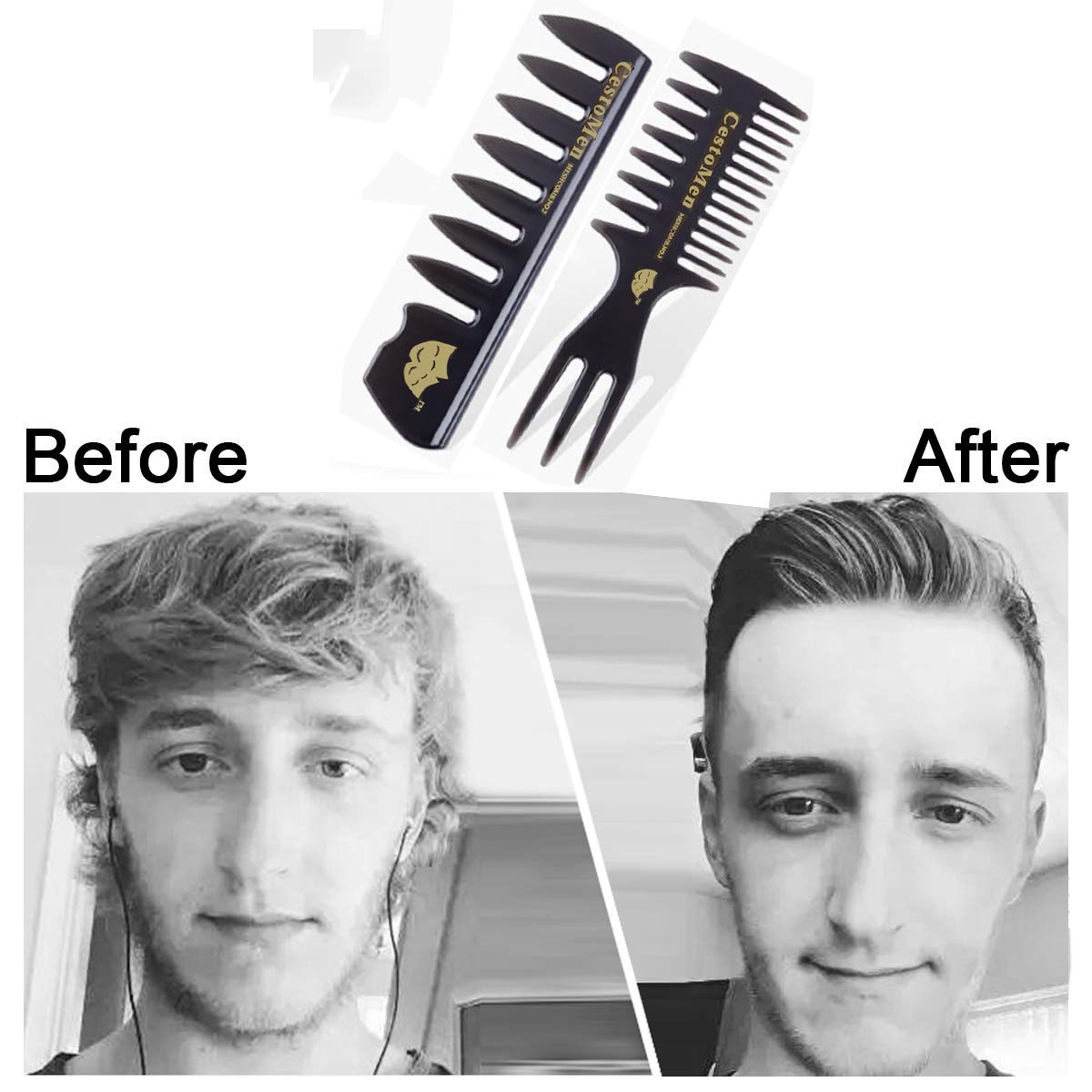 - Wide Tooth Comb, Anti-Static Hair Mens Comb Set