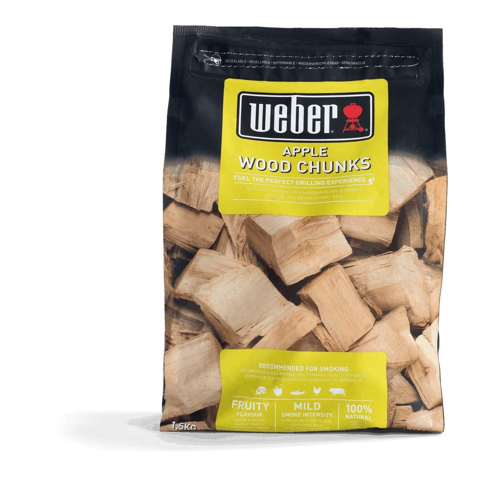 - Weber Apple Wood Chunks | 1.5kg Bag | BBQ Wood Chips | Hardwood Cooking Pellets |
