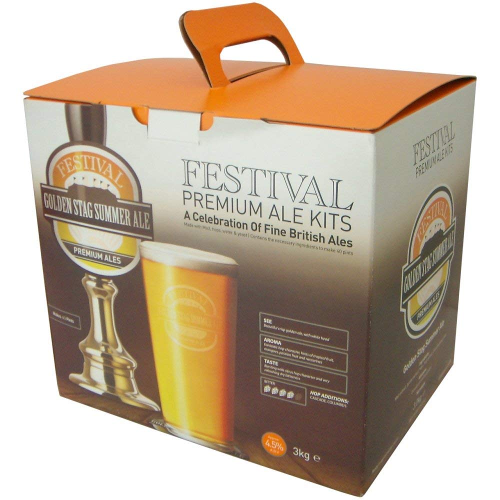 - Homebrew & Wine Making | Festival Premium Ale | Golden Stag Summer Ale | 40 Pint Home Brew Beer Kit -