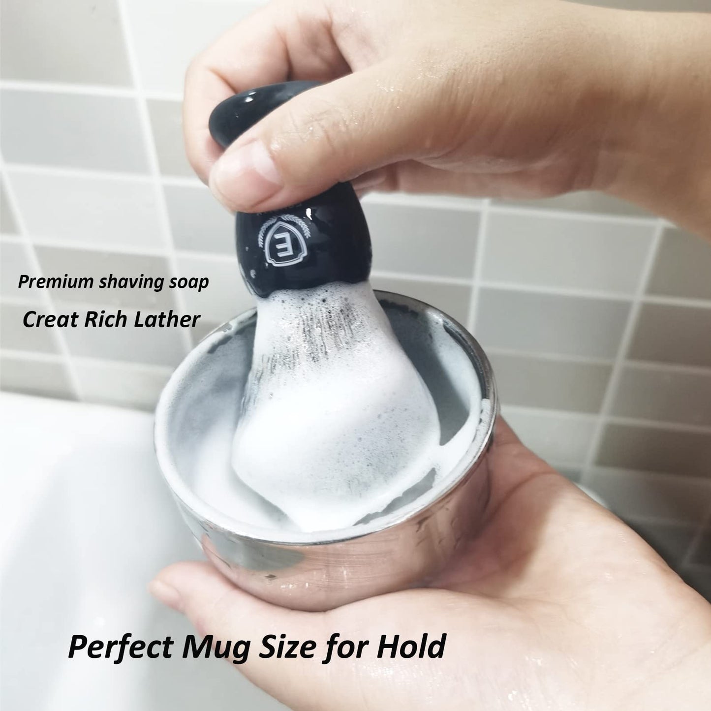 4pcs Shaving Brush Set by Echolly-Premium Mens Shaving Brush,Stainless Steel Stand,Bowl,Shaving Cream Soap,Wet Shaving Kit for Men,Boyfriends,Fathers