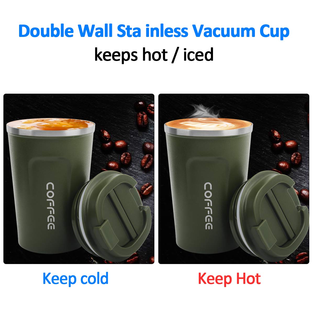 - MOMSIV Coffee Cup | 380ml Vacuum Reusable Leakproof Double Wall Coffee Cup -