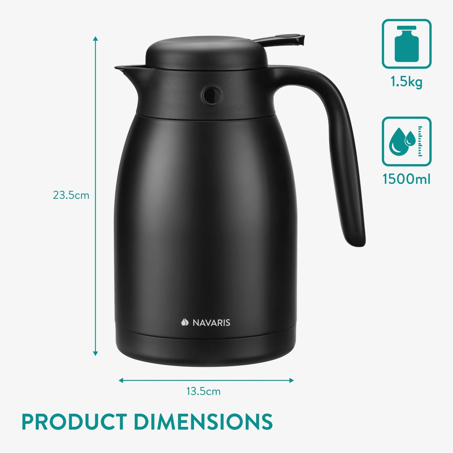- Navaris Insulated Coffee Server | Matte Black Stainless Steel Carafe -