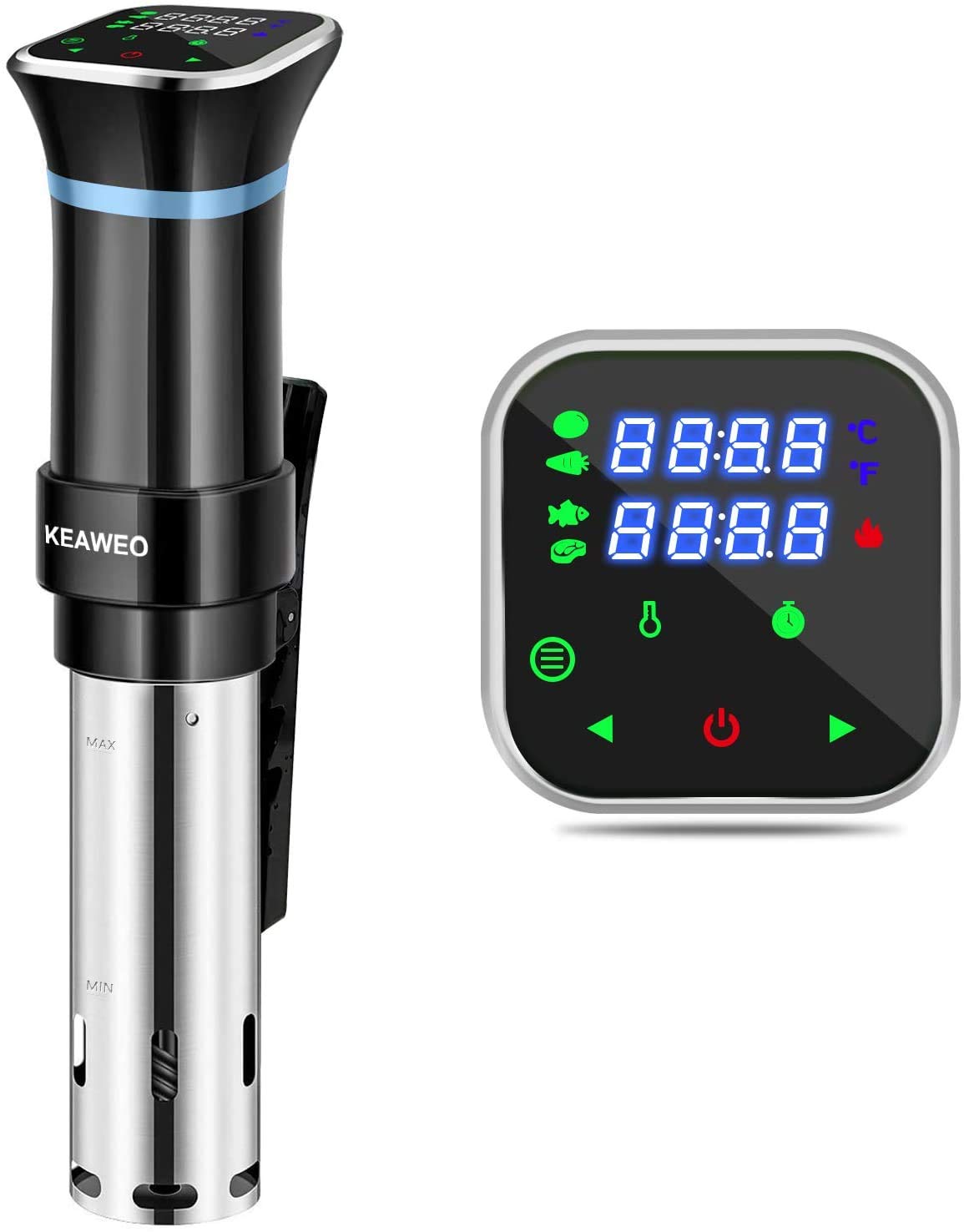- KEAWEO | 1100W Sous Vide Cooker | Accurate Temperature Time Control & Menu Function Stainless Steel -