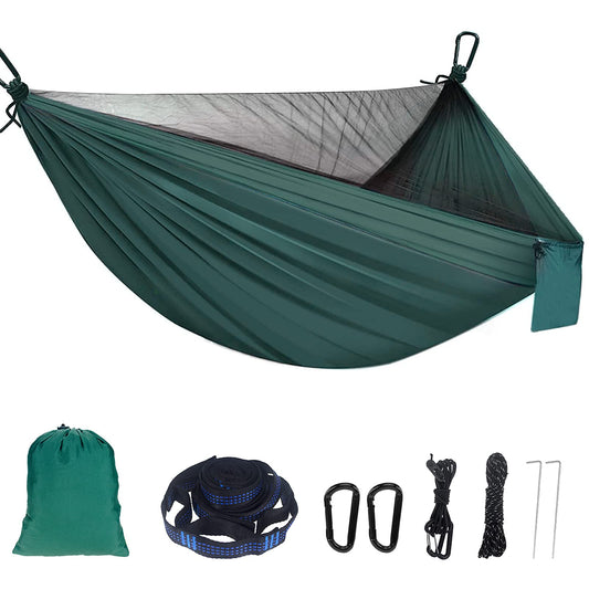 - Sendowtek Camping Hammock | Mosquito Net | Portable Hammock | Tree Straps -