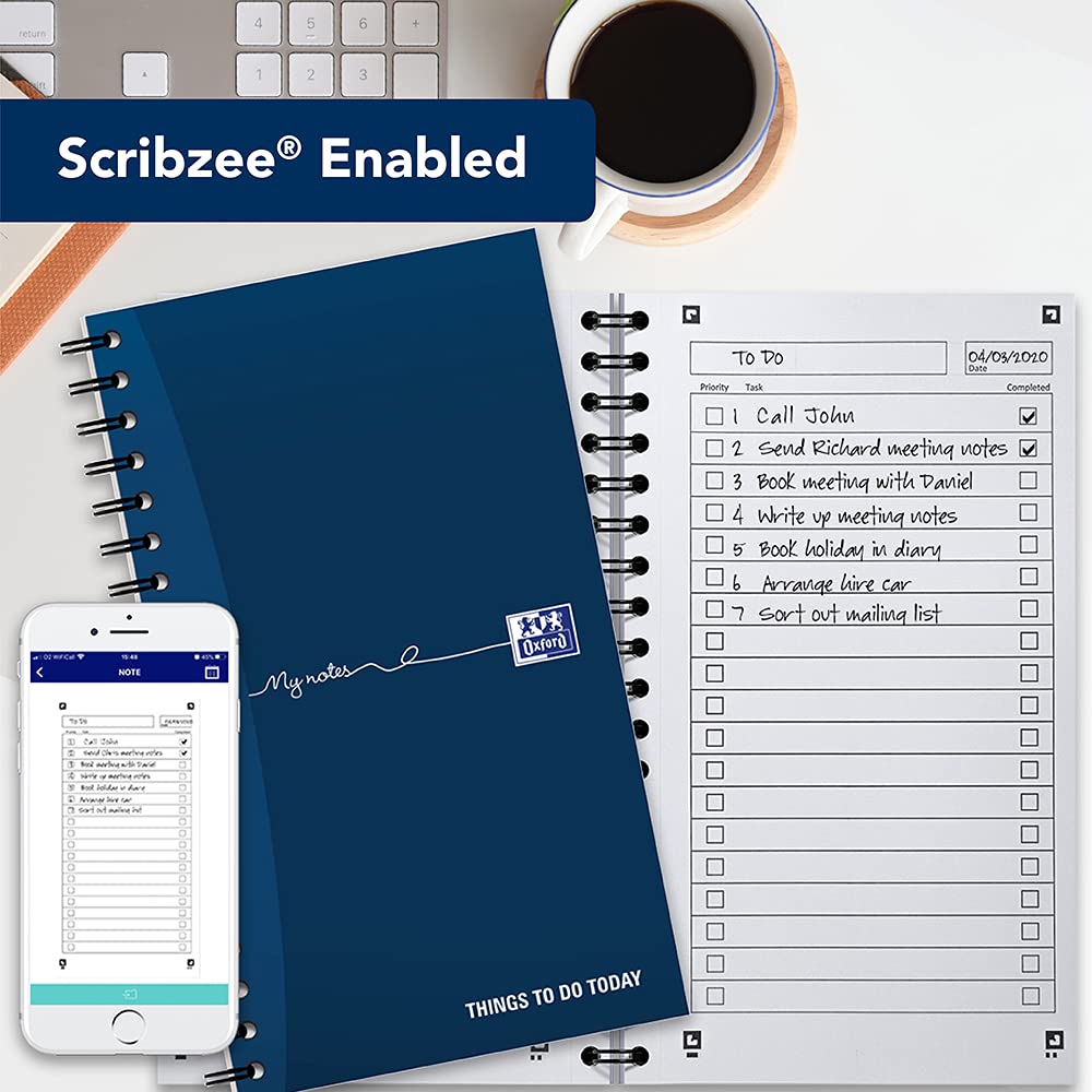 - Oxford To Do List Notebook | Wirebound | 230 Page | Navy Blue | White -