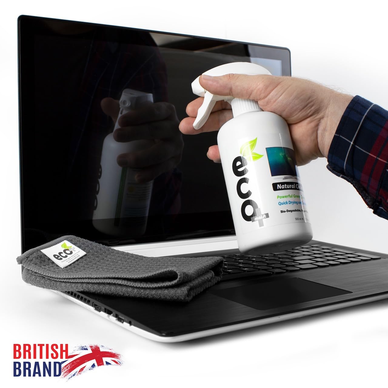 - Ecomoist Screen Cleaner | 500ml With 2 x Microfibre Towels | 40x40cm And 20x20cm -