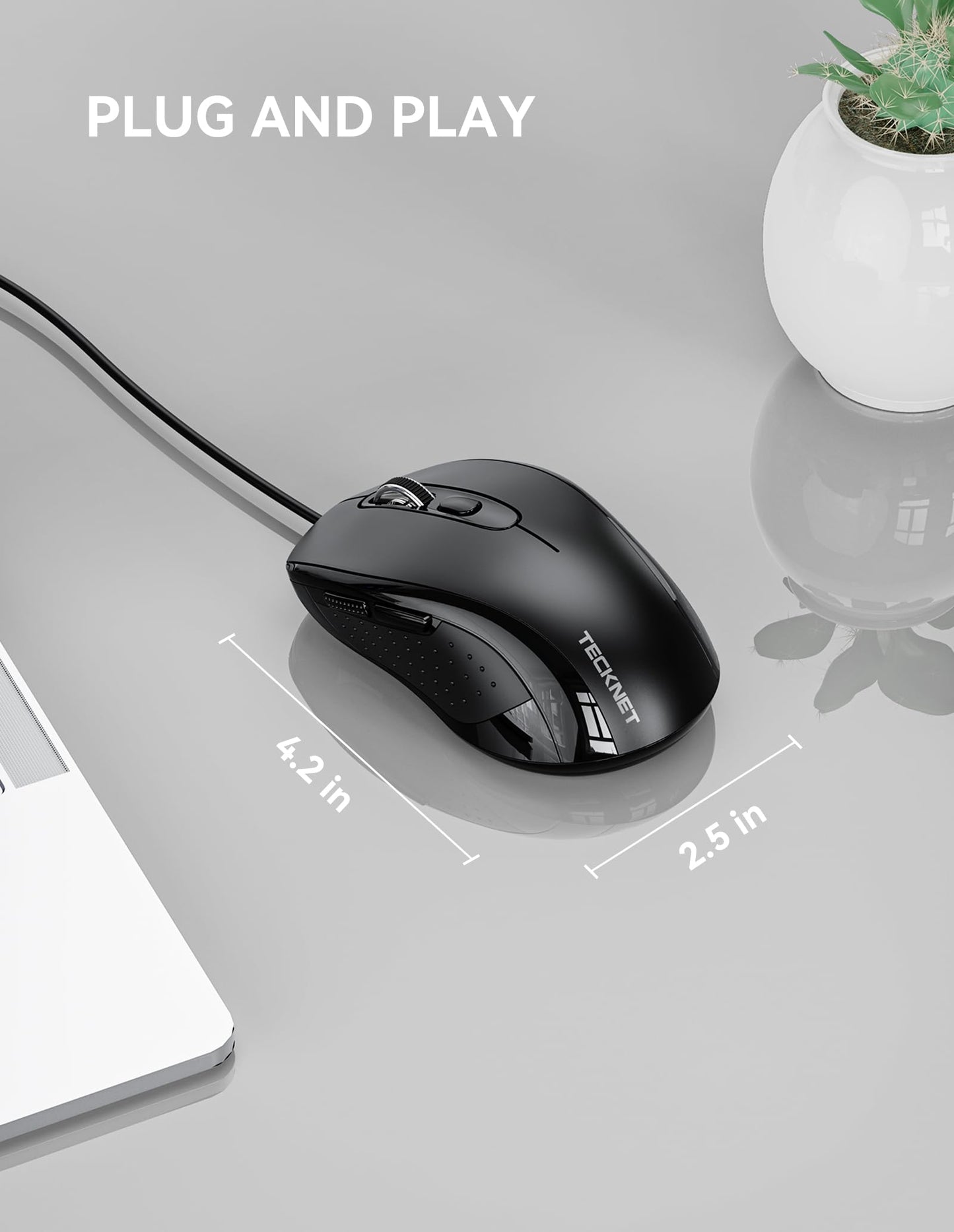 - TECKNET Wired Mouse | Mice Wired Optical USB Computer Mouse -