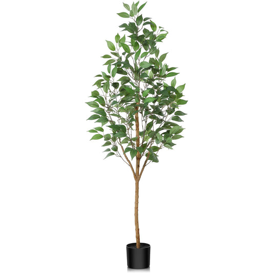 CROSOFMI Artificial Plants Indoor 150 cm Tall Fake Ficus Tree Large Faux Plants for Modern House Living Room Office Outdoor Decoration (1 Pack)