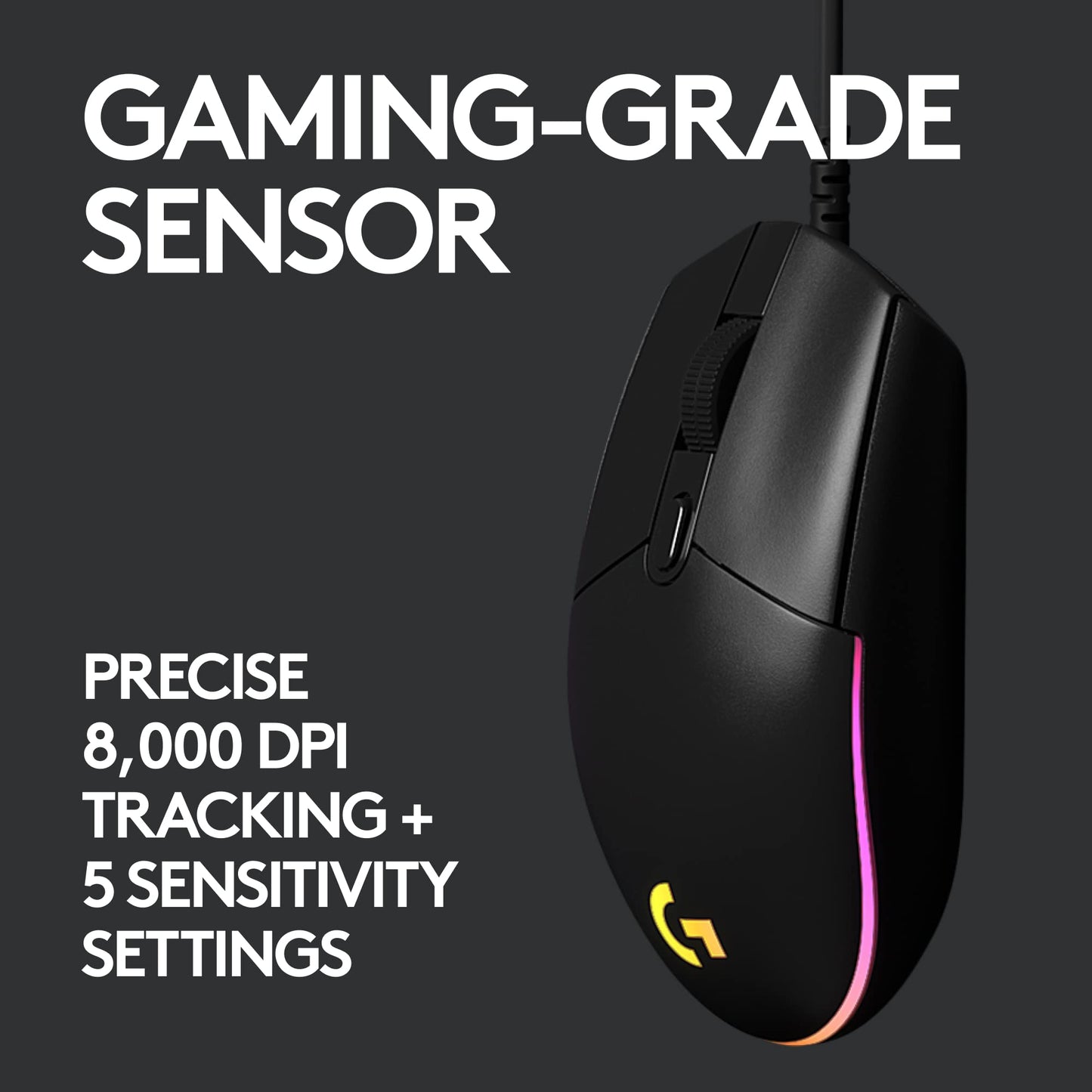 - Logitech G203 LIGHTSYNC Gaming Mouse | Customizable RGB Lighting | 6 Programmable Buttons -