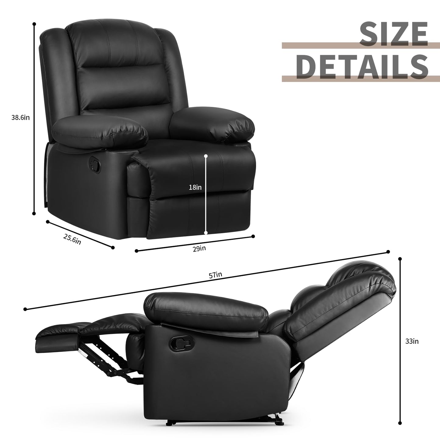 - Hamlody Recliner Armchair | Padded Seat Single Sofa -