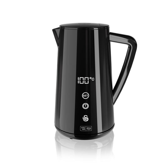 - Swan Alexa Smart Kettle | LED Touch Display | Keep Warm Function | Stainless Steel | Insulated | 1.5L | 1800W | Black -