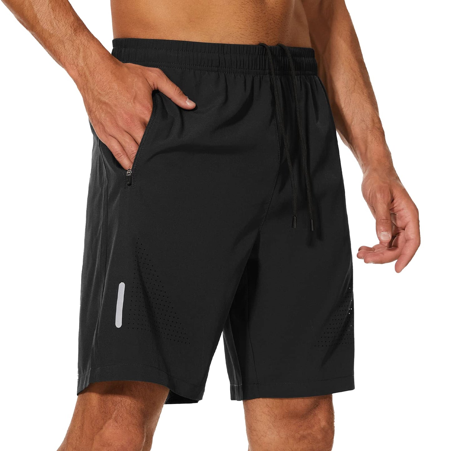 - YUTYTH Mens Gym Running Shorts Breathable Quick Dry 7" Gym Athletic Shorts with Zipper Pockets and Reflective Strip Black