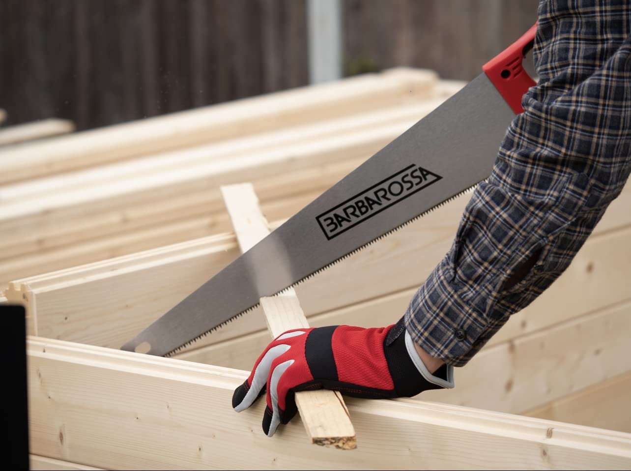 Barbarossa Pro Hand Saw, Perfect for 1st Fix Heavy Duty Sawing, Trimming, Gardening, Wood Cutting, Plastic, Made from Carbon steel with 8 TPI / 9 points, ABS plastic soft Grip handle (14" / 350mm)