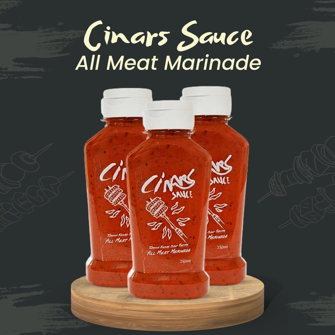Cinars Sauce - All Meat Marinade - Blend of Spices & Herbs with Smoke Flavouring - Perfect for Marinating Meats - Beef, Chicken, Pork, or Seafood - All Natural Ingredients, 250ml