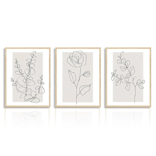 Dazzlewall Abstract Botanical Wall Decor Poster Minimalist Flower Line Wall Poster for Bedroom Living Room Decor 12x16 in Unframed Set of 3