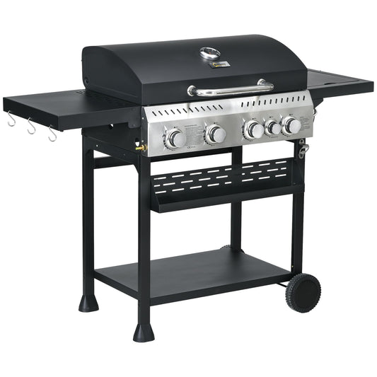 - Outsunny 4+1 Gas Burner Grill | 12.5 kW Propane Gas Barbecue -