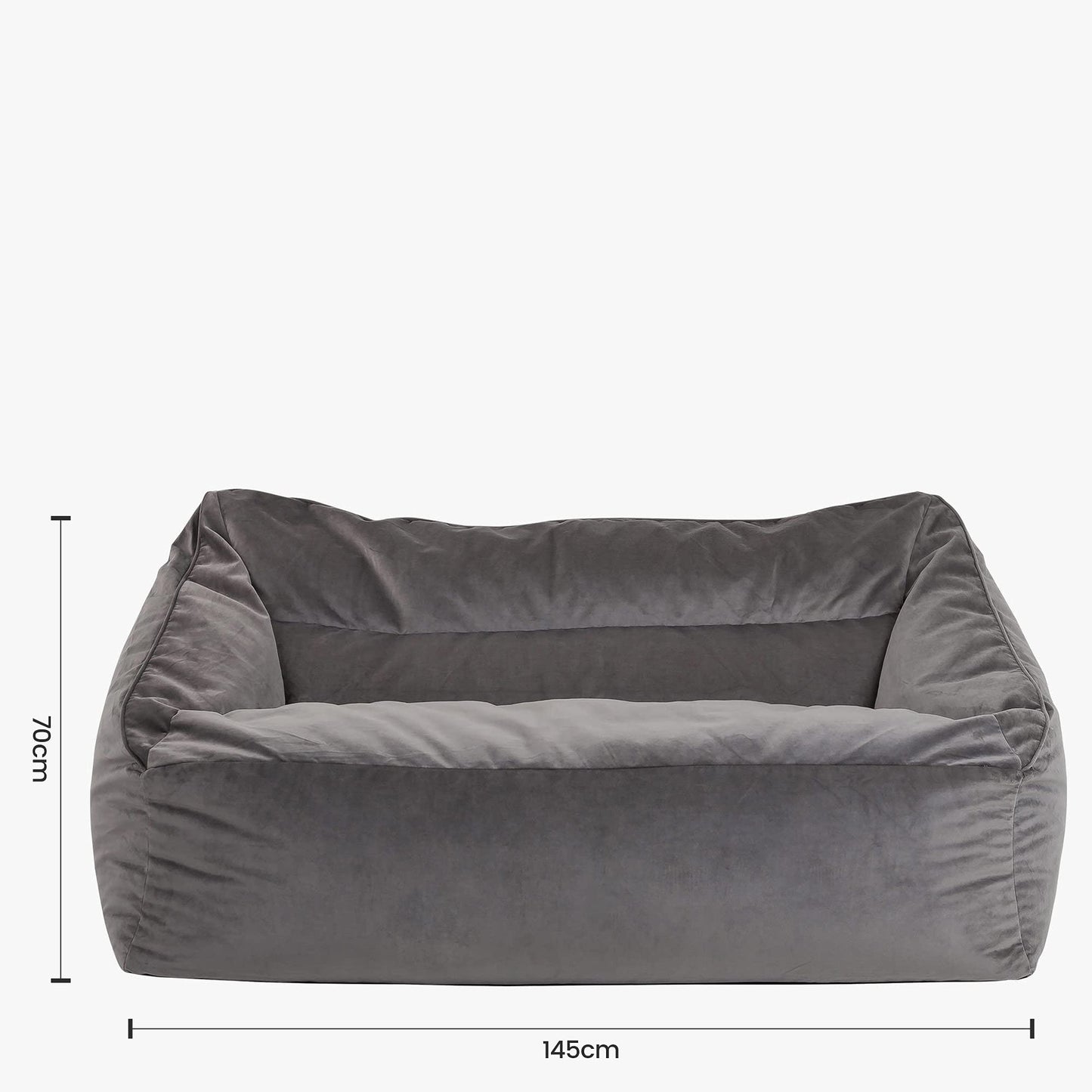 - icon Milano Bean Bag Sofa | Charcoal Grey | Giant Velvet Bean Bag Chair | Loveseat -