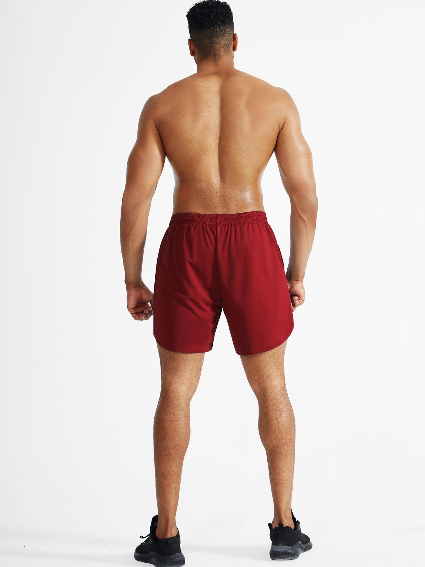 Cadmus Men's 2 in 1 Running Shorts with Liner,Dry Fit Workout Shorts with Pockets,1070,2 Pack,Black/Red,XL