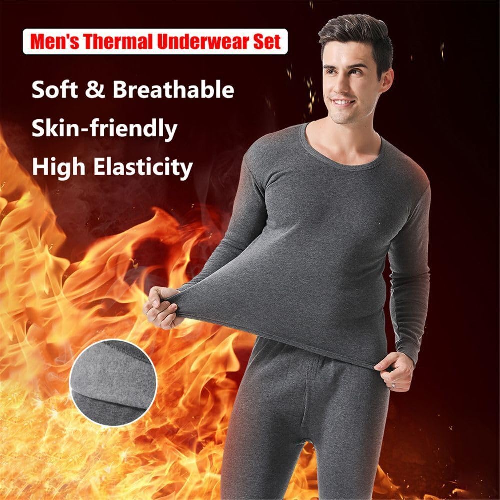 - Men's Thermal Underwear Set | Top Bottom Long Johns Warm Base layer -