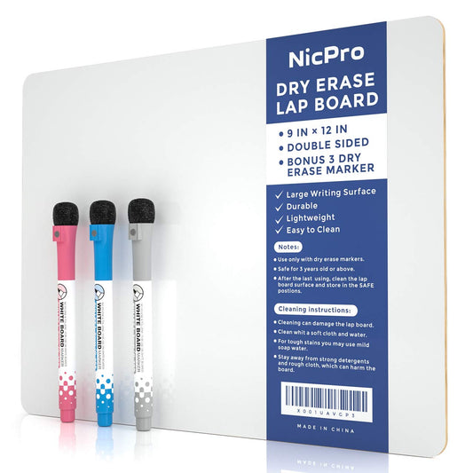 - Nicpro Dry Erase Mini Whiteboard | A4 | 22 x 30 cm Double Sided Lapboard -