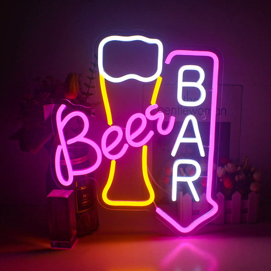 - wanxing Beer Neon Signs for Wall Decor, Beer Bar Neon Lights, Beer Neon Light Sign