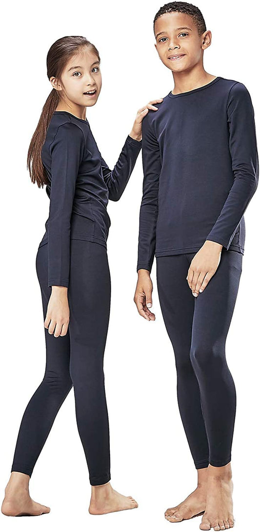 - orbiz Kids Thermal Base Layer Set | Winter Warm Underwear Full Set | Long John Bottoms and Long Sleeve Top -