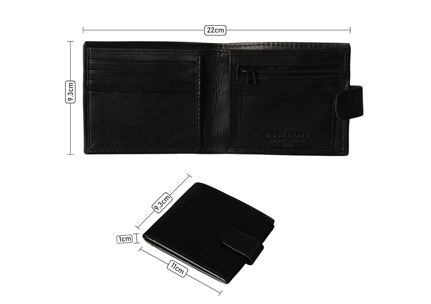 - Men's Bifold Genuine Leather Wallet | Optional Personalised Engraving -