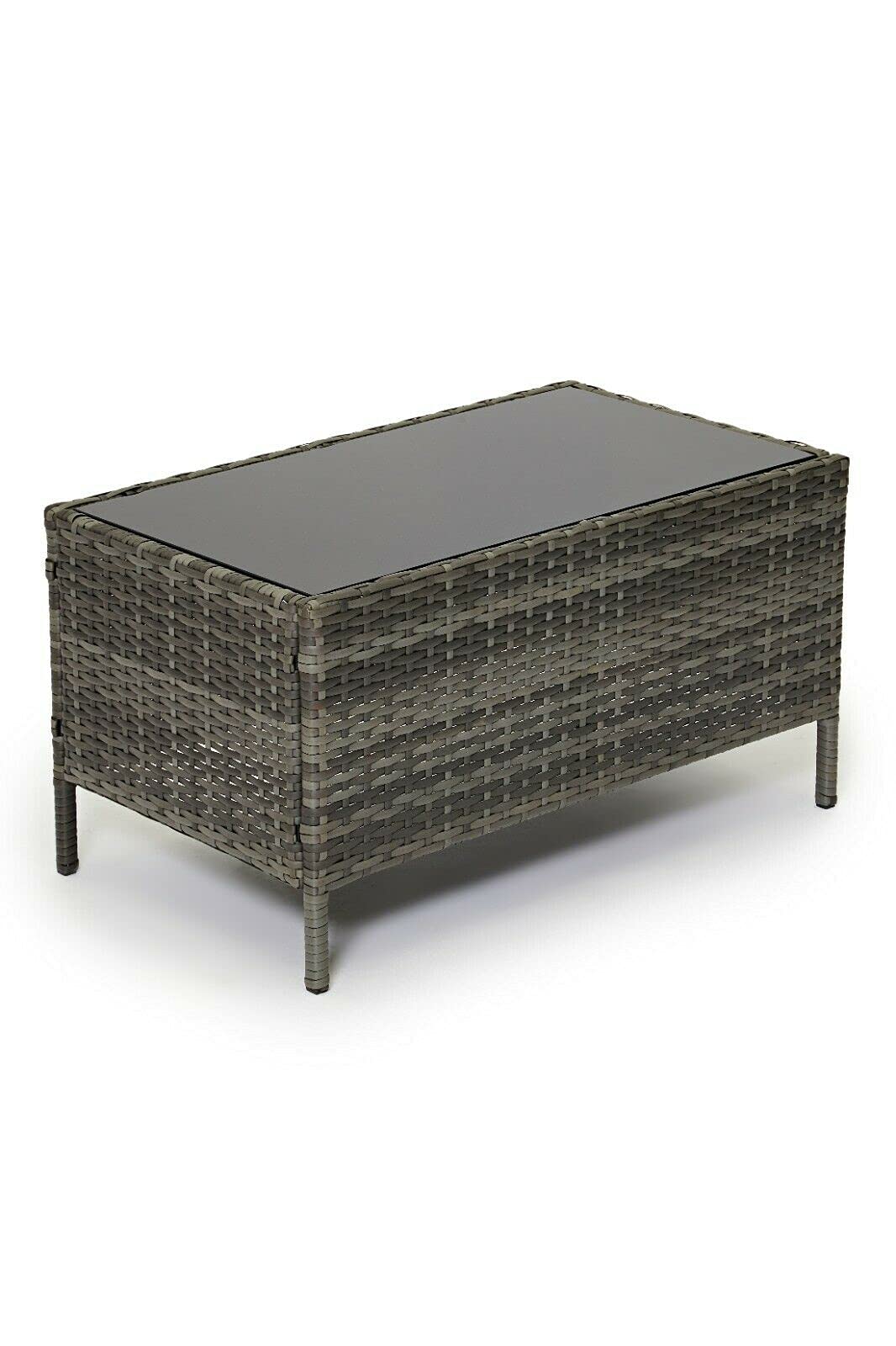 - EVRE Grey Rattan Garden Furniture Set | Patio Conservatory Balcony Indoor Outdoor 4 Seater -