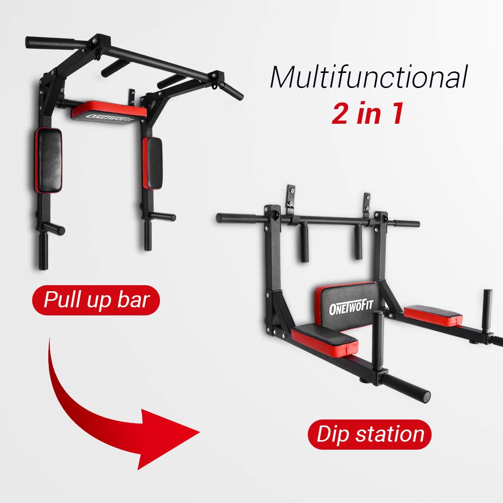 - OneTwoFit Multifunctional Wall Mounted Pull Up Bar/Chin Up bar | Dip Station for Indoor Home Gym -