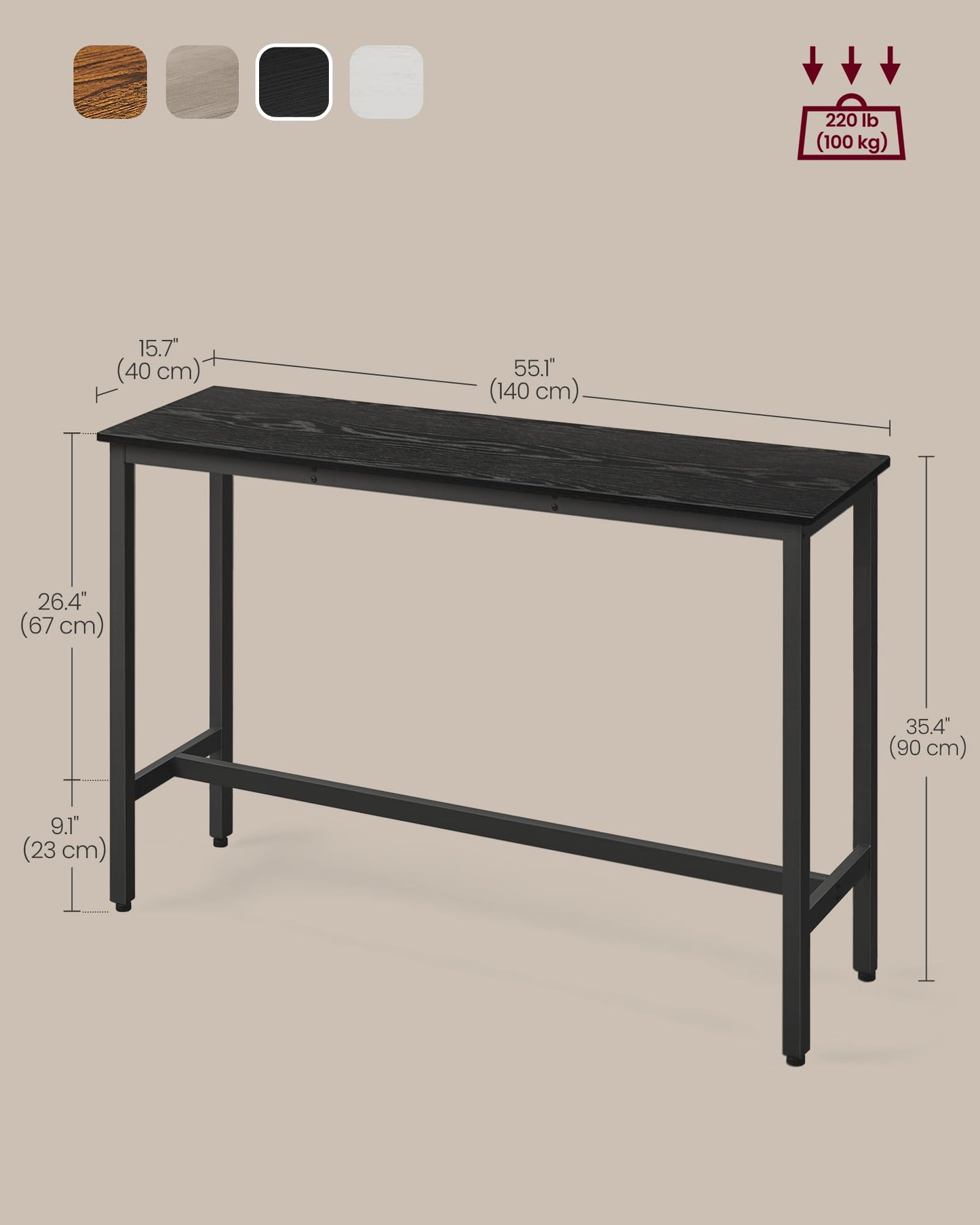 - VASAGLE Bar, Kitchen, Pub Dining High Table -