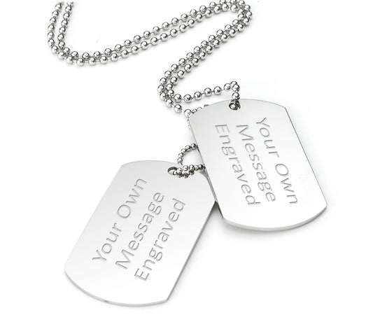 - EIO Gifts Personalised Double Tag Pendant | Women & Mens Pendant Silver Necklace –