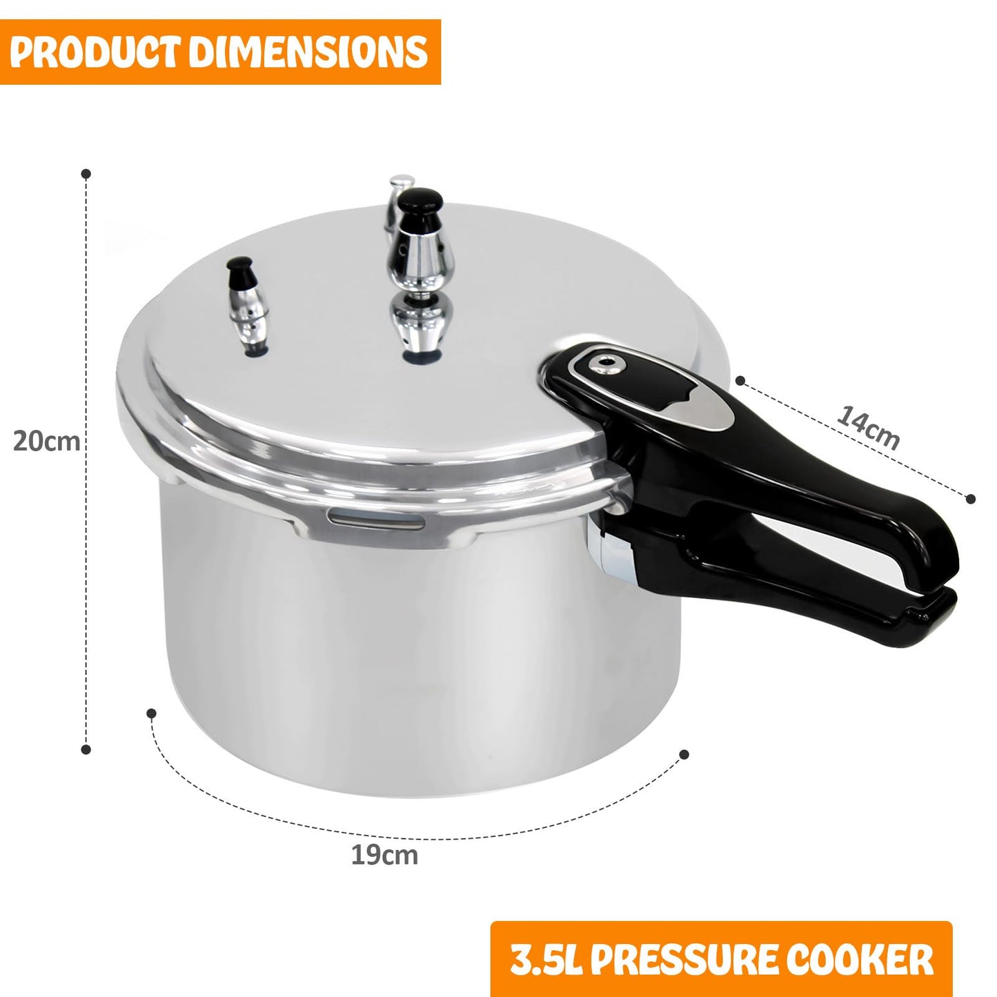 3.5 Litre Pressure Cooker for Kitchen & Catering, Aluminium + Stainless Steel, Suitable for all Hob Types Including Induction Hob - Silver