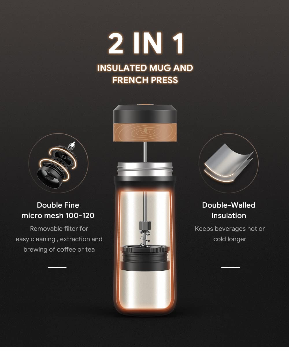 - RECAFIMIL Portable French Press Coffee Maker | Travel French Coffee Maker -