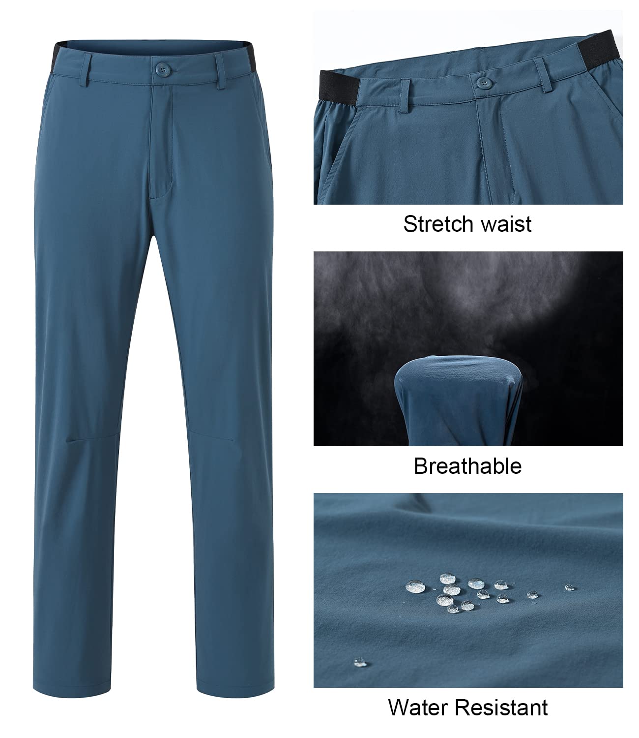 - donhobo Men's Stretch Golf Pants | Men's Outdoor Trousers | Lightweight Quick Dry Elastic Waist Casual Hiking Pants -