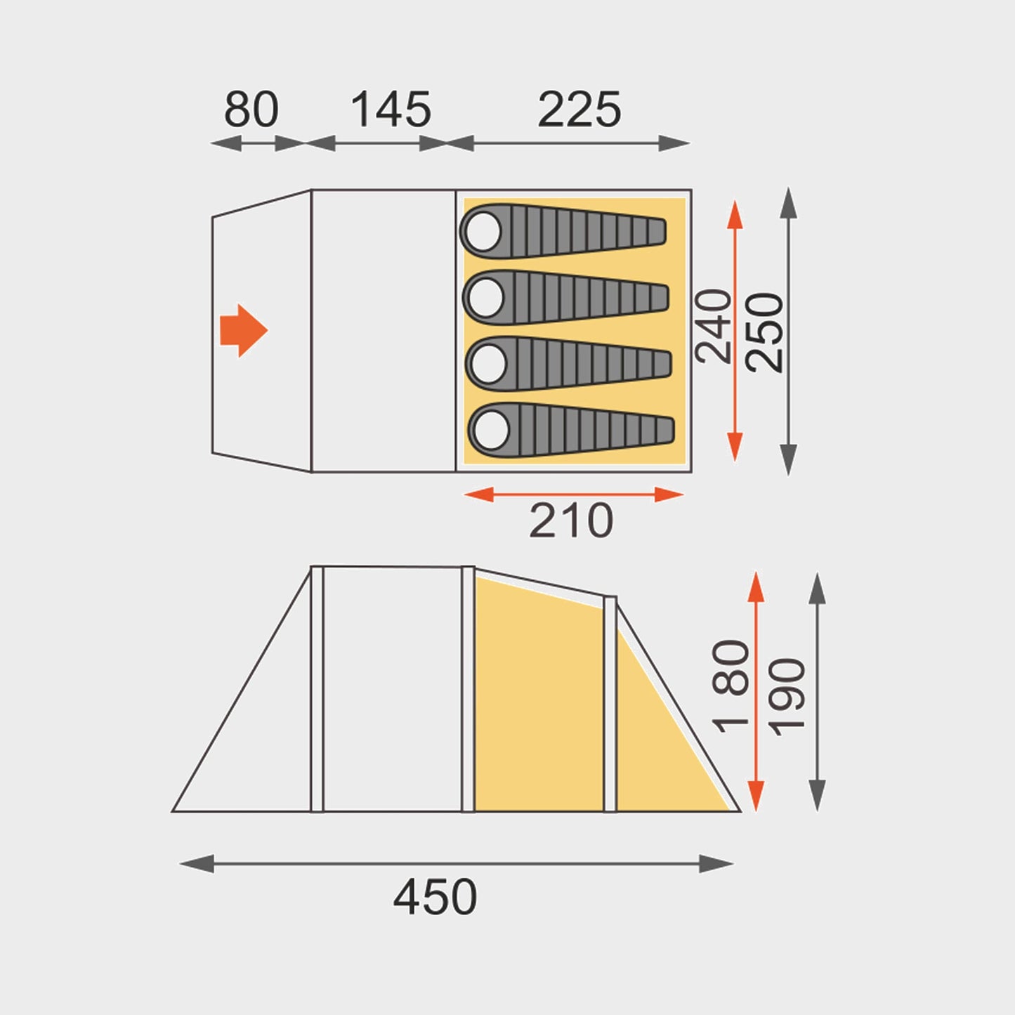 - Eurohike Genus 400 Inflatable 4 Person Air Tent | Separate Bedroom | Living Area | Porch -