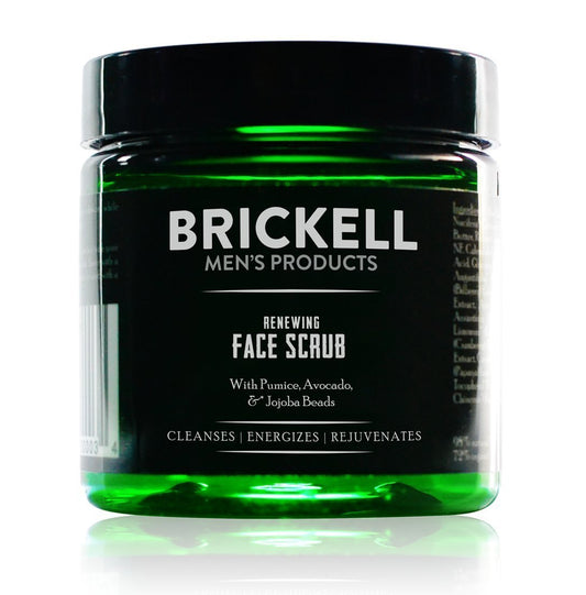 Brickell Men's Renewing Face Scrub for Men, Natural and Organic Deep Exfoliating Facial Scrub Formulated with Jojoba Beads, Coffee Extract and Pumice, 118 mL, Scented