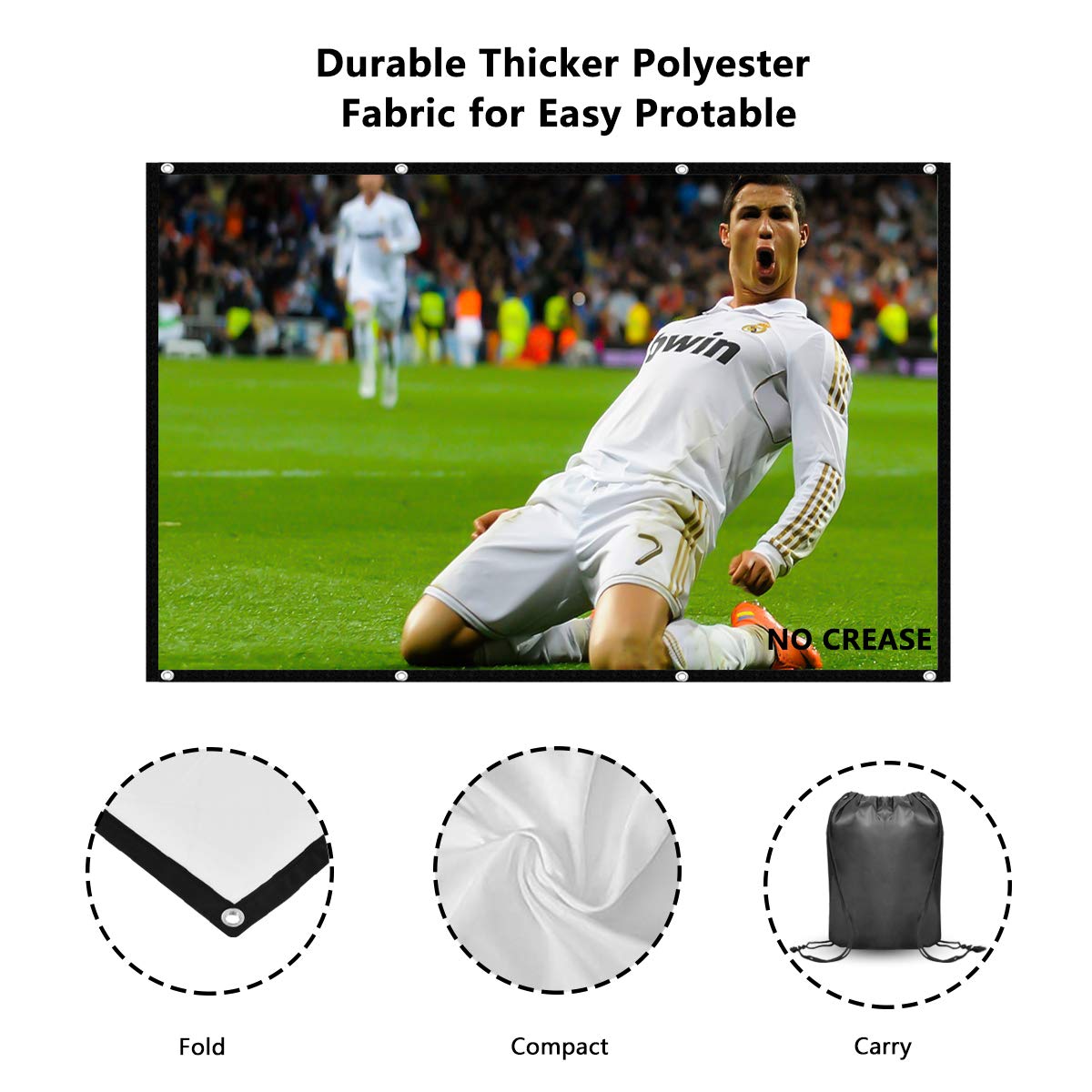 - Projector Screen 100 Inch | Portable Projector Screen | 16:9 HD 4K Screen -