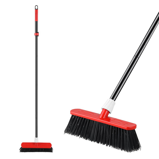 - Mitclear Yard Broom Heavy Duty with Long Handle | (57IN)  Garden Brush with Stiff Bristles -