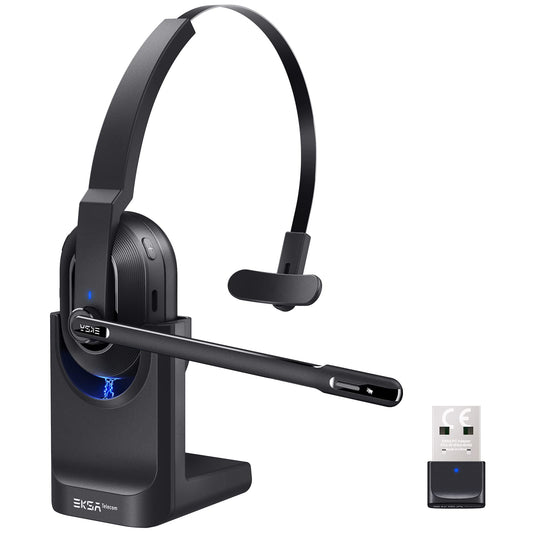 - EKSA H5 Bluetooth Headset | Microphone AI-Powered ENC, Wireless PC Headsets -