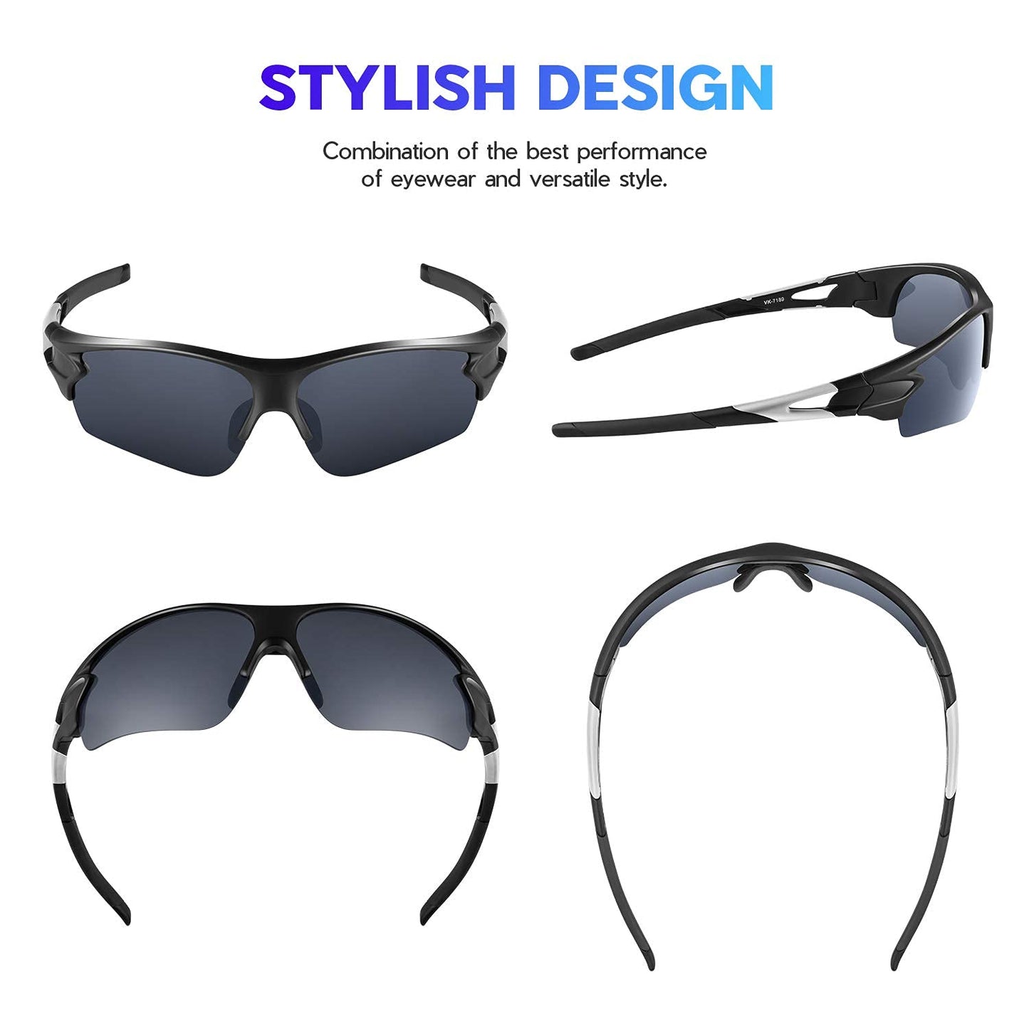 BEACOOL Polarized Sports Sunglasses for Men Women Youth Baseball Cycling Fishing Running TAC Glasses (Matte Black)