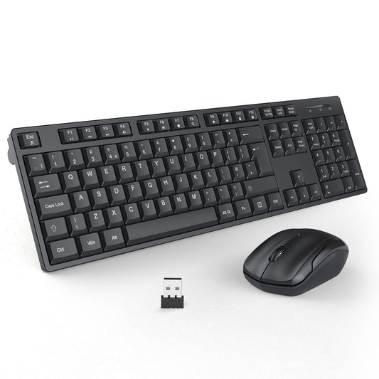 - Wireless Keyboard and Mouse Set, 2.4G Wireless Keyboard Mouse with USB Receive