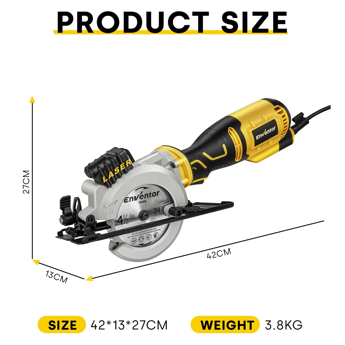 - Enventor Mini Circular Saw | 705W 3500RPM Pure Copper Motor Compact Electric Circular Saw | Laser Guide -
