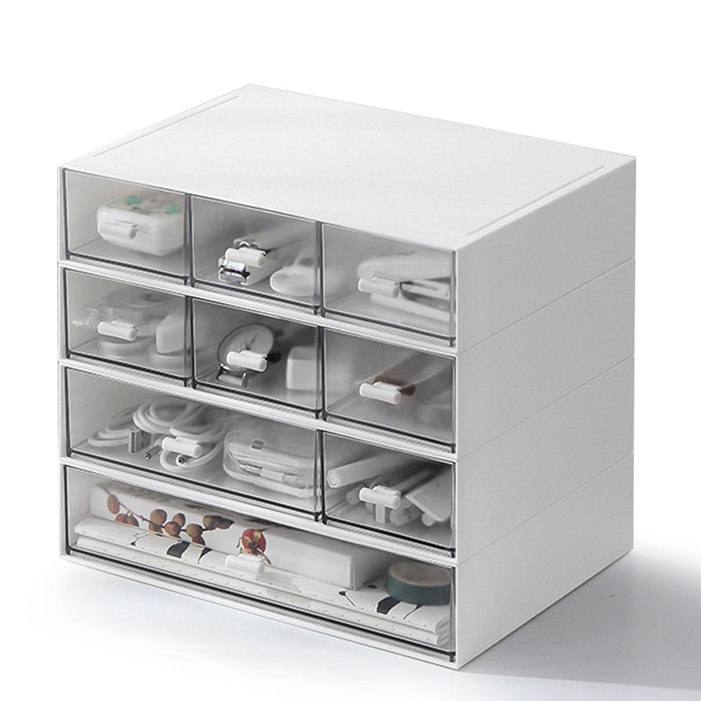 - SENENQU Plastic Desktop Storage Drawers | 9 Drawers Stackable Desk Storage -