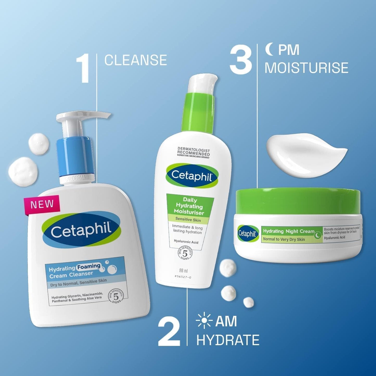 Cetaphil Hydrating Foaming Cream Cleanser and Makeup Remover, 473ml, Face Wash with Niacinamide for Normal, Dry or Sensitive Skin, Vegan-Friendly