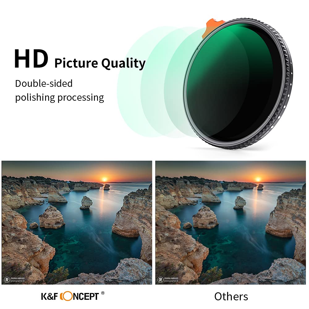 - K&F Concept 49mm Variable ND Filter | ND2- ND400 | High Definition Nano X Adjustable Fader | Neutral Density Lens Filters -
