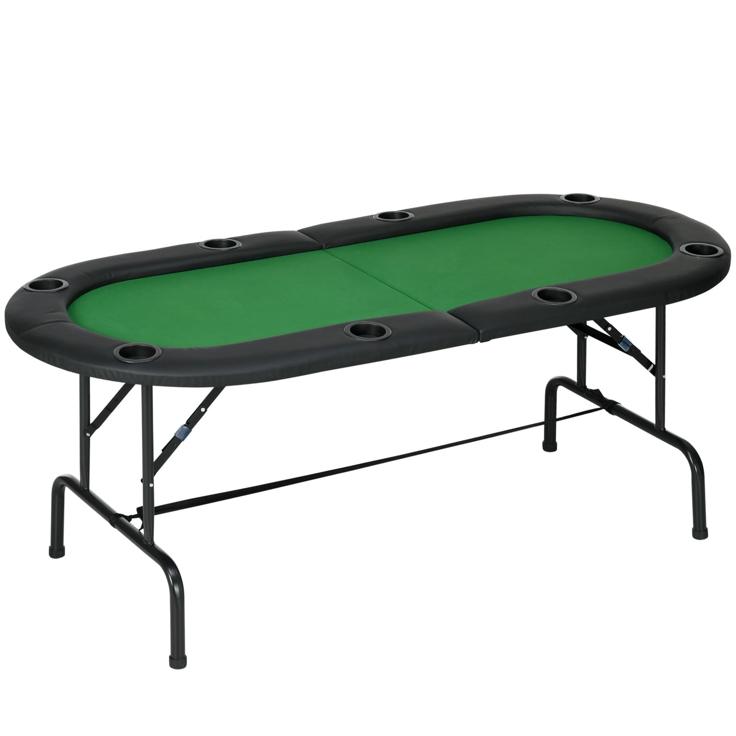 - HOMCOM Poker Table 1.85m Folding Top for | 8 Players Casino | Chip Trays | Drink Holders -