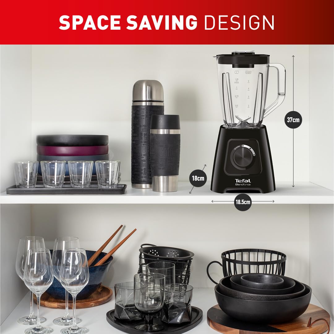 - Tefal Blendforce II Blender | 2L Plastic Jug, | 1.25L Effective Capacity | 600W |  Smoothie Blender | Ice Crush | 2 Speeds | Black -