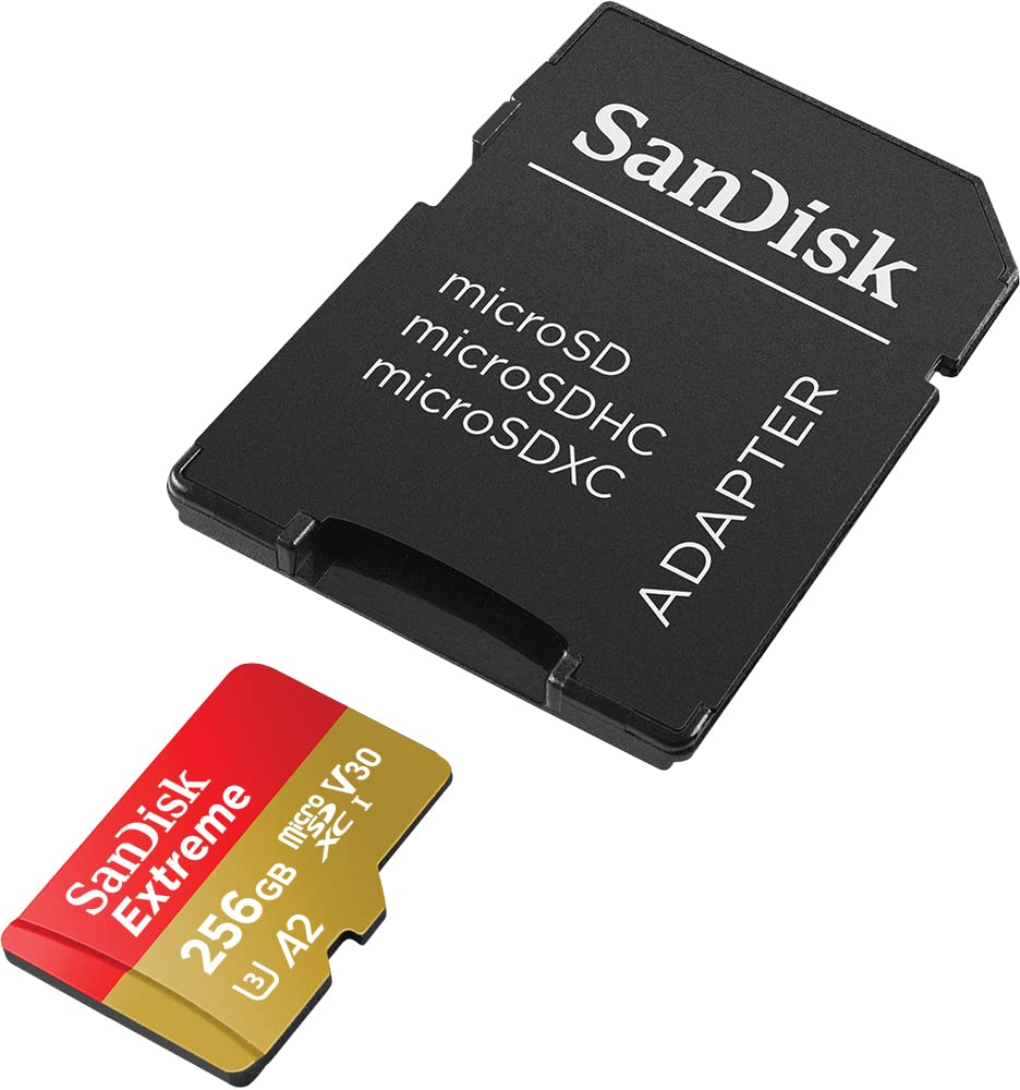 - SanDisk 256GB Extreme microSDXC card | SD adapter | RescuePRO Deluxe -